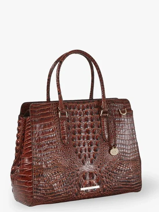 New Without Tags Brahmin Finley Satchel Croc-Embossed Leather - Picture 4 of 15